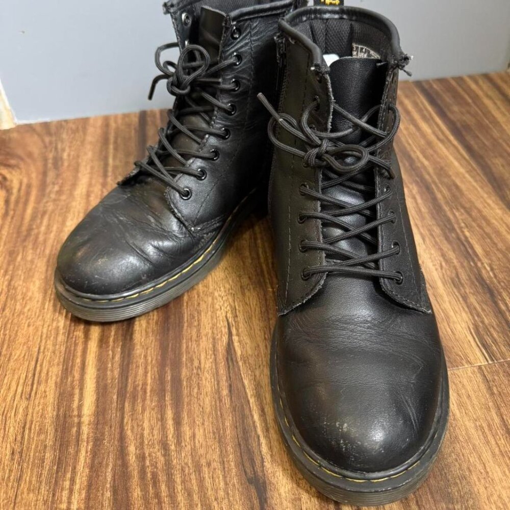 Dr. Martens Black Lace Up Combat Boots with Zipper size women’s 5